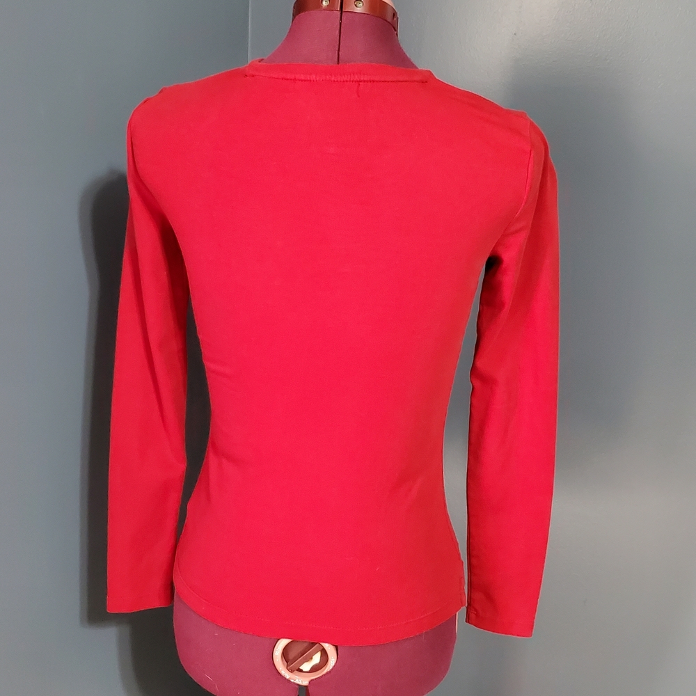 Lauren Ralph Lauren Vibrant Red Long Sleeve Top Tee Shirt Size PS - Picture 3 of 7